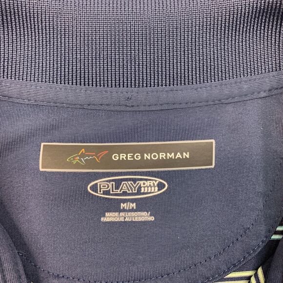 Greg Norman Polo Shirt Mens M Navy Striped Short Sleeve PlayDry Performance Golf - Picture 4 of 11